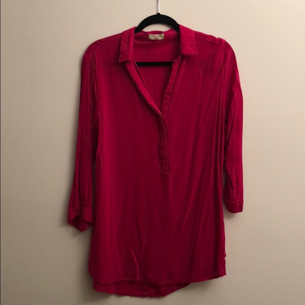Long blouse with optional rolled sleeves